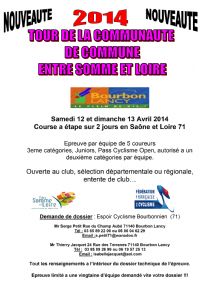 Tour de la Communauté de Commune entre SOMME et LOIRE. Du 12 au 13 avril 2014 à Bourbon-Lancy. Saone-et-Loire. 